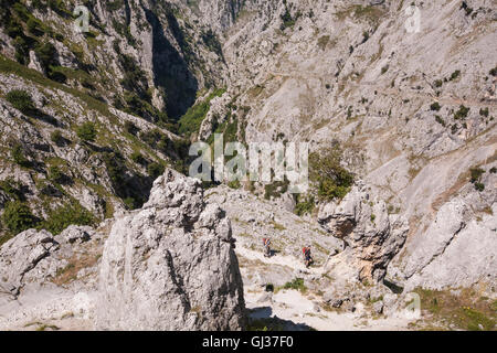 Wandern kümmert sich Schlucht in Picos de Europa, Asturien, Spanien, Europa. Stockfoto