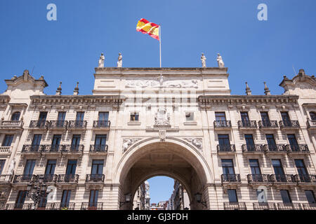 Main, Sitz, Main, Zweig, Büro, von der Bank von Santander, Banco de Santander Fassade. Kantabrien, Spanien, Europa, Europäischen, Stockfoto