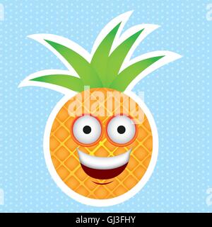 Cartoon-Ananas mit grossen Augen und Lächeln Vektor illustratio Stock Vektor