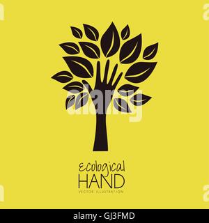 Abbildung recycling Hand bildet einen Baum mit Blätter helfen n Stock Vektor