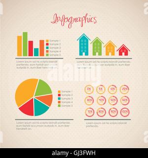 Abbildung von Infografiken auf Beige Hintergrund Vektor illustra Stock Vektor