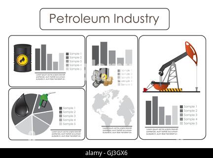 Infografiken Abbildung von Erdöl Icons Vektor-illustration Stock Vektor