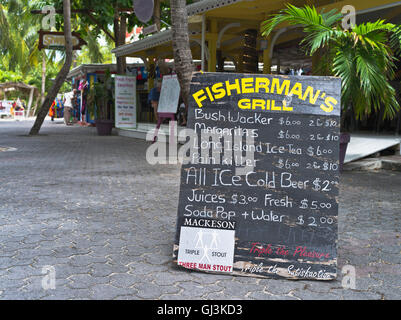 dh Philipsburg St. MAARTEN Karibik Fishermans Grill Fischrestaurant Getränke Speisekarte an Bord Stockfoto