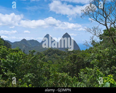 dh Piton Berge ST LUCIA CARIBBEAN Anzeigen von Twin Peaks Berge Pitons Saint Lucia Stockfoto