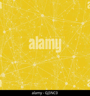 Punkte im Zusammenhang mit Linien abstrakten Hintergrund gelb Stockfoto