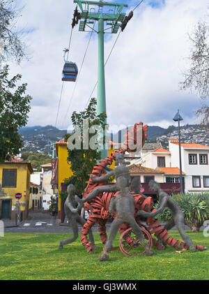 Dh Zone Velha Funchal Madeira mit der Seilbahn nach Monte Metallarbeiten Skulptur auto Zona Stockfoto