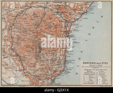 DEN Ätna Umgebung/Sättigungsbeilagen. Catania Giarre Acireale. Sizilien-Sicilia, 1912 Karte Stockfoto