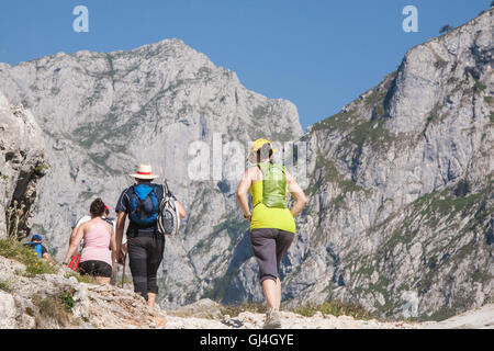 Wandern kümmert sich Schlucht in Picos de Europa, Asturien, Spanien, Europa. Stockfoto