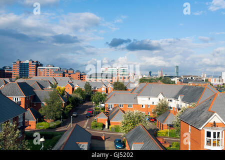 Salford Quays Blick in Richtung Manchrster Stadtzentrum Stockfoto