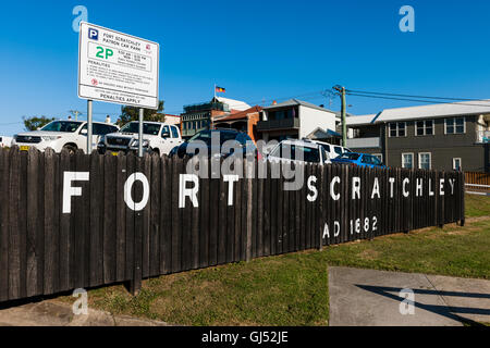 Am Eingang des Fort Scratchley in Newcastle, New South Wales, Australien. Stockfoto