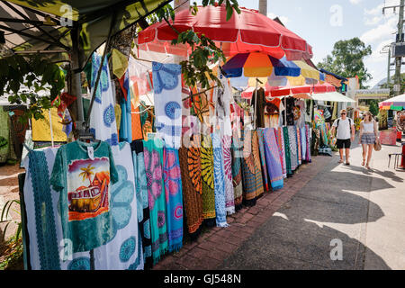 Straße Marktstände in Nimbin. Stockfoto