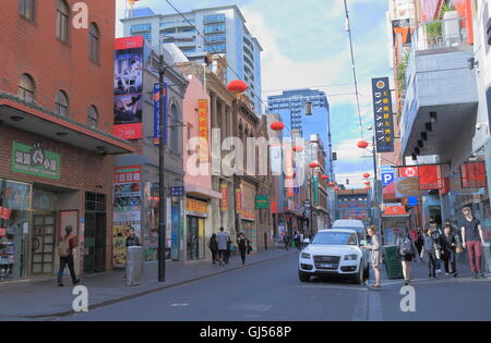 Menschen besichtigen China Town in Melbourne Australien. Stockfoto