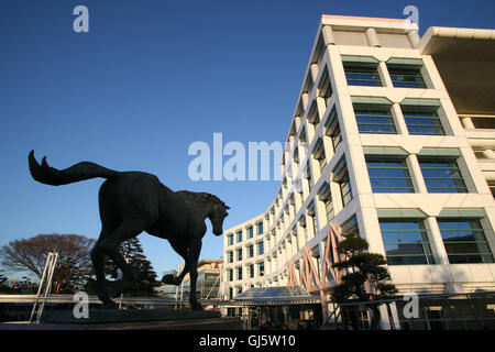 Die Statue des Top-Pferd "Haiseiko", die viele der besten Rennen in den frühen siebziger Jahren gewonnen und fuhr fort, viele Gewinner von Jap sire Stockfoto