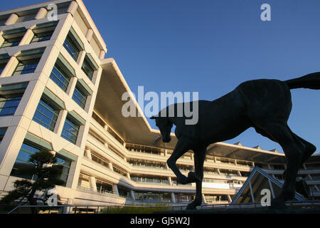 Die Statue des Top-Pferd "Haiseiko", die viele der besten Rennen in den frühen siebziger Jahren gewonnen und fuhr fort, viele Gewinner von Jap sire Stockfoto