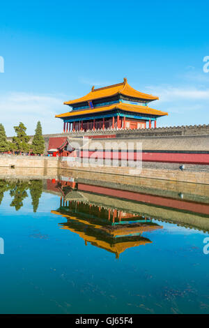 Eckturm im Kaiserpalast in Peking, China Stockfoto