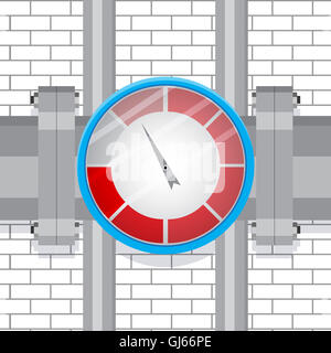 Spektrumanzeige auf dem Rohr. Index und Zeiger Pfeil, Maßnahme Druck oder Temperatur. Vektor-illustration Stockfoto