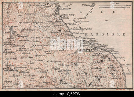 UMGEBUNG VON STRESA. Baveno Gignese. Italien-Mappa. BAEDEKER, 1897 Stockfoto