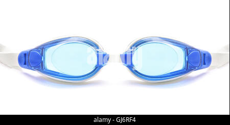 Schwimmen-Kautschuk Brille isoliert weiss Stockfoto