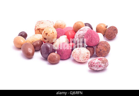 handgemachte Bonbons mischen isoliert auf weiss Stockfoto