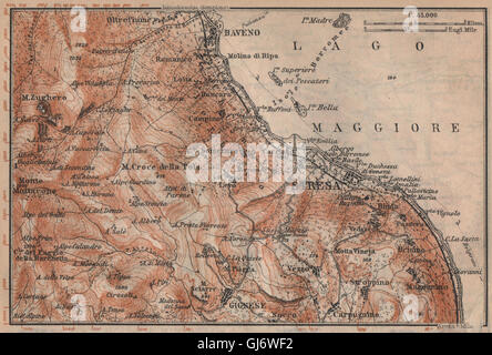 UMGEBUNG VON STRESA. Baveno Gignese. Italien-Mappa. BAEDEKER, 1905 Stockfoto