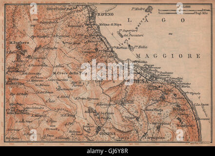 UMGEBUNG VON STRESA. Baveno Gignese. Italien-Mappa. BAEDEKER, 1907 Stockfoto