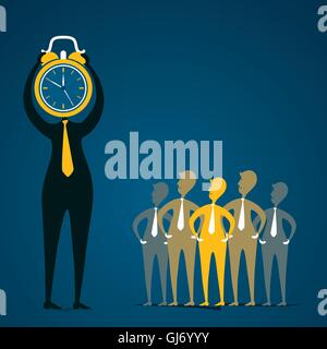 Männer-Kopf decken mit Uhr und sehen der Teamgedanke Mitglied Stock Vektor