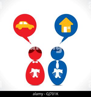 männlich weiblich für seine Traum-Konzept-Vektor speichern Stock Vektor