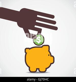 sparen Sie Ihr Geld im Sparschwein Vektor Stock Vektor