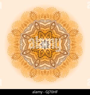 Handgezeichnete ethnischen kreisförmige Beige Ornament. Stock Vektor