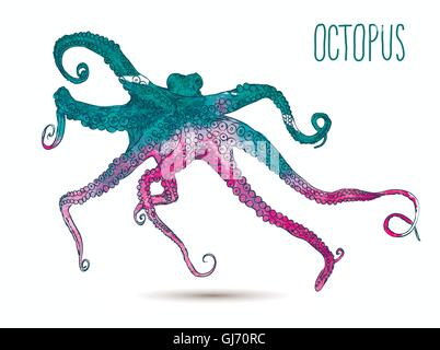 Vektor-Illustration mit Oktopus Stock Vektor