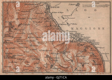UMGEBUNG VON STRESA. Baveno Gignese. Italien-Mappa. BAEDEKER, 1909 Stockfoto