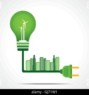 Beleuchtung der Stadtzentrums durch solar Energiekonzept Stock Vektor