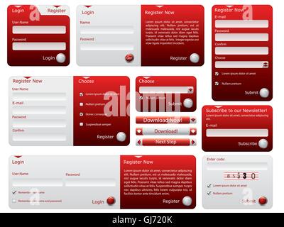 Rot und Silber Webformulare entwerfen Stock Vektor