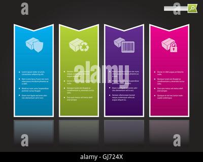 Website-Vorlage-Design mit Pfeil geformt farbige Etiketten Stock Vektor