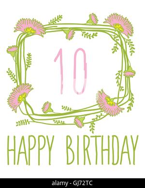 Alles Gute zum Geburtstag Karte Einladung mit Set Stock Vektor