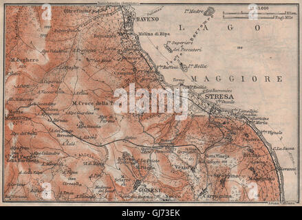 UMGEBUNG VON STRESA. Baveno Gignese. Italien-Mappa. BAEDEKER, 1911 Stockfoto