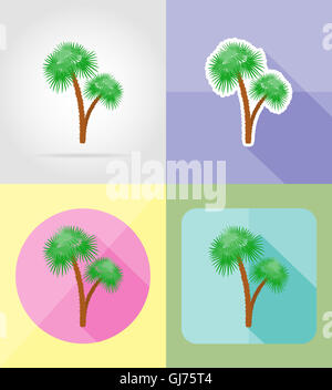 Palmen Sie, tropischer Baum flache Symbole Abbildung auf Hintergrund isoliert Stockfoto