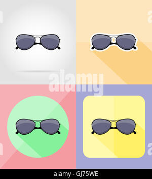 Männer Sonnenbrillen flache Symbole Abbildung auf Hintergrund isoliert Stockfoto