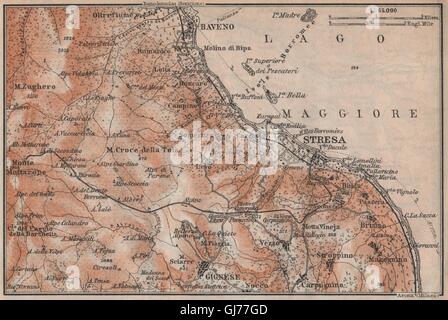 UMGEBUNG VON STRESA. Baveno Gignese. Italien-Mappa. BAEDEKER, 1913 Stockfoto