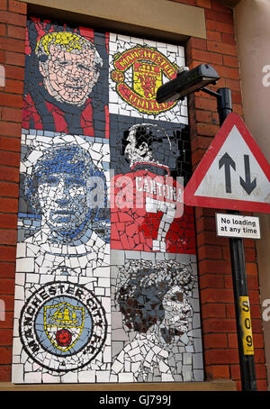 Afflecks Palace Manchester - Fußball-Mosaik-Kunst MUFC MCFC Stockfoto