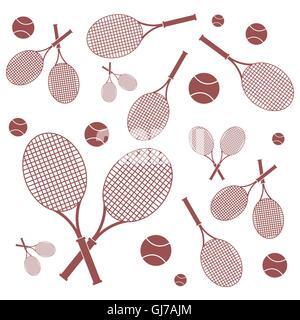 Schönes Bild bunte Schläger und Bälle für Tennis-Unterricht auf weißem Hintergrund Stock Vektor