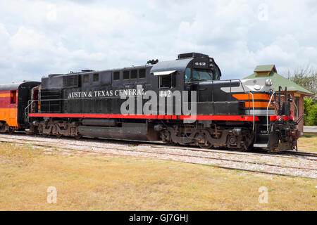 ALCO RSD-15 Diesel "Alligator" Lokomotive von Austin Steam Train Association verwendet, um Passagiere Ausflugszüge ziehen. Stockfoto