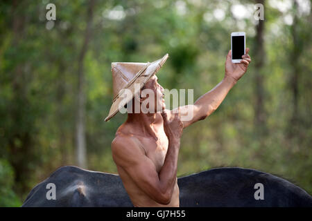 Selfie of Fame in Landschaft Stockfoto