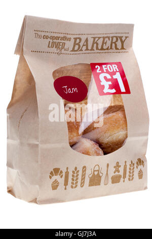 Die kooperative Bäckerei von uns geliebt Tasche ABl. Jam Donuts Stockfoto
