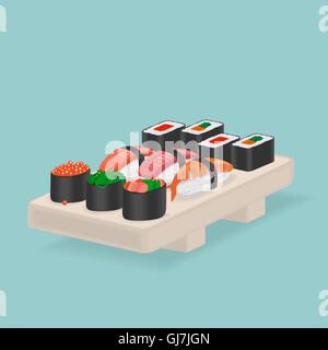 Japanische Lebensmittel Sushi und Rollen Stock Vektor
