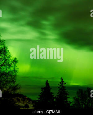 Leichte Wolken machen diese Aurora schauen, wie es auf der Halbinsel Kenai regnet Stockfoto