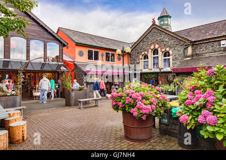 Shopping im Bahnhof, Betws-y-Coed, Conwy, Snowdonia-Nationalpark, Wales, UK Stockfoto