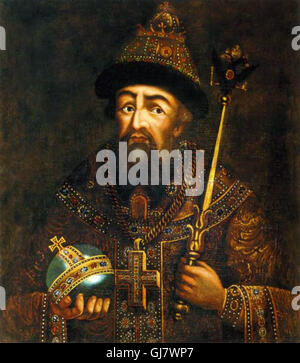 18. Jahrhundert Darstellung von Iwan dem schrecklichen von Anonim. Ivan IV Vasilyevich 1530 – 1584), allgemein bekannt als Ivan der schreckliche oder Ivan die Fearsome, Ivan Grozny wurde Großfürst von Moskau von 1533 bis 1547 und "Zar von All den Reußen" von 1547 bis zu seinem Tod im Jahre 1584. Stockfoto