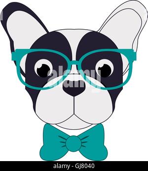 Hipster-französische Bulldogge-Symbol Stock Vektor