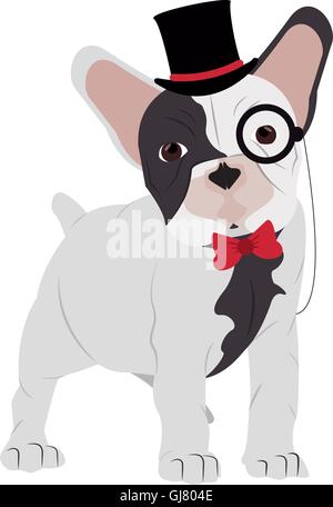 Hipster-französische Bulldogge-Symbol Stock Vektor